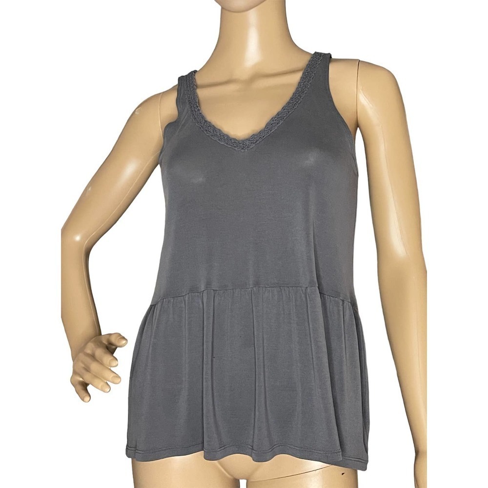 American Eagle Soft & Sexy Sueded Tank Top Size XS Gray V-Neck‎ Lace Flowy